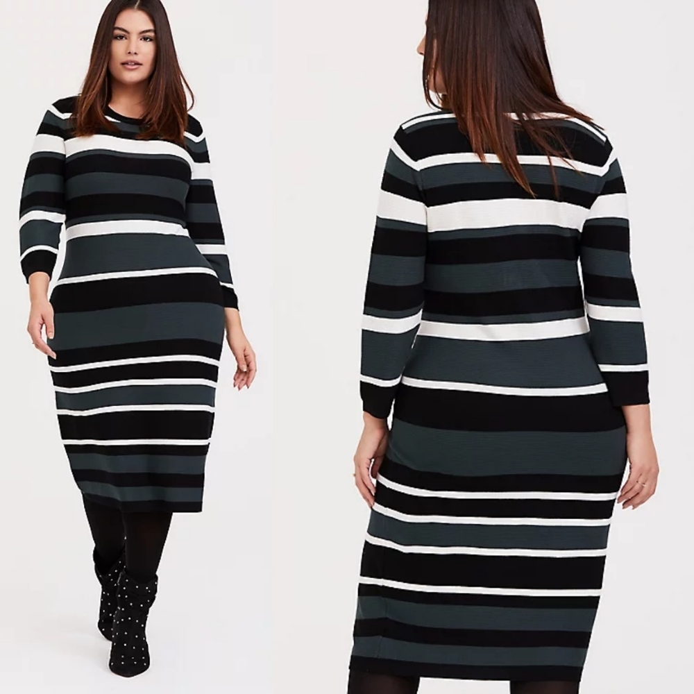 Torrid Striped Rib Sweater Knit Bodycon Dress 2